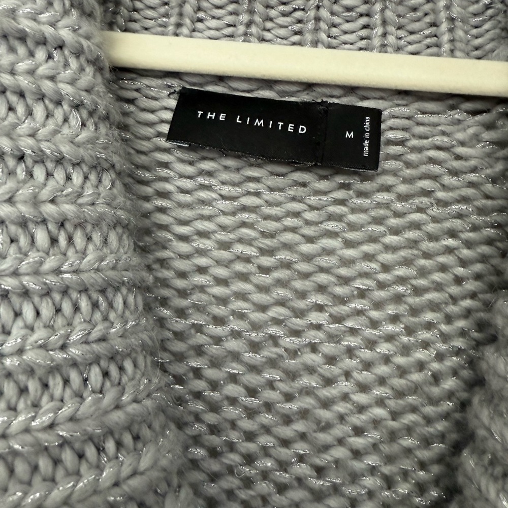 The Limited Silver Sweater / Caridgan with Shawl Collar Alpaca & Wool Blend - Picture 2 of 4